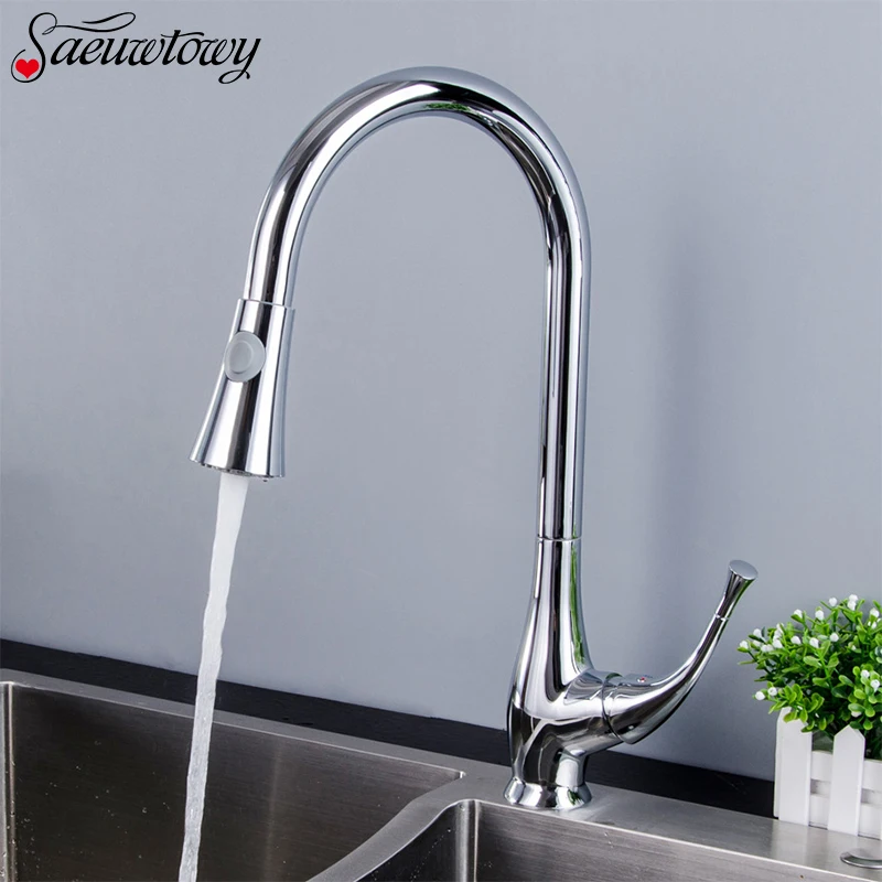 

Pull Out Chrome Swivel grifos de cocina de fragadero Single Handle Faucets Hot and Cold Water Mixer Faucet