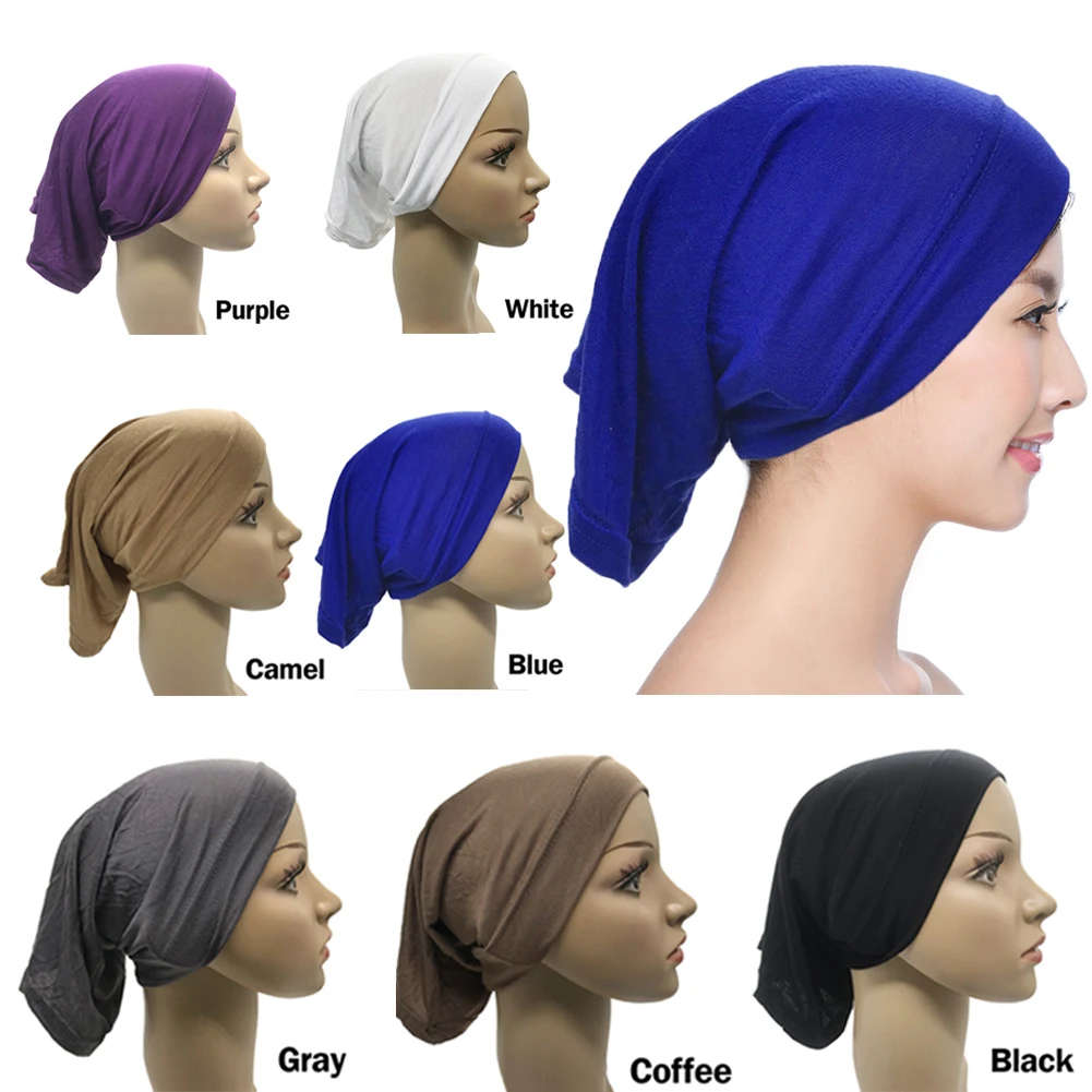 

Women Fashion High Quality Cotton Blend Material Inner Hijabs Type Head Scarf Underscarf Islamic Cover Bonnet Headwrap Muslim