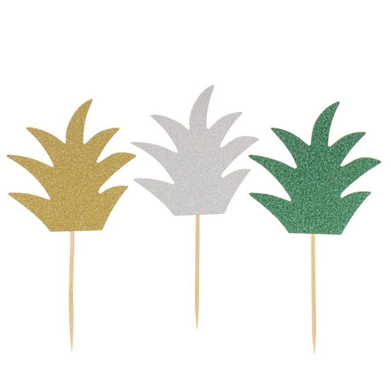 10 шт. украшения для торта в виде ананасового листа зеленые красивые