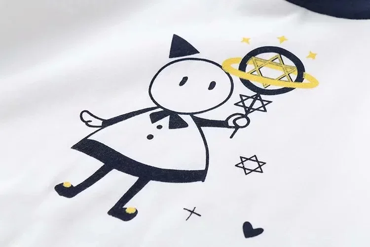 Harajuku Kawaii Женская толстовка осень мультфильм звезды вышивка кофты пуловер милый Мори верхняя одежда для девочек