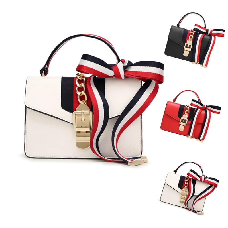 Retro PU Leather Purse Crossbody Handbag Chain Ribbon Satchel Shoulder Sling Women Bag |