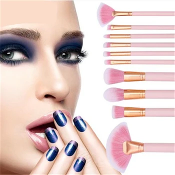 

4/10 Pcs Pink Makeup Brushes Makeup Kit Cosmetic Blush Powder Foundation Kabuki Brush Cosmetic Makeup Tool