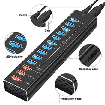 

USB Hub 3.0 Charging High Speed Multi USB Splitter 5V 2.4A Fast Charger Power Adapter PC USB C Hub US Plug