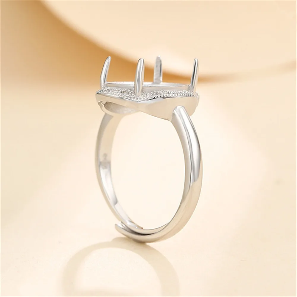 Ring Blank for 6x8mm/7x9mm/8x10mm/10x12mm/12x16mm/15x20mm Oval Cabochons Ring Setting Gold Plated 925 Silver Zircon Adjustable