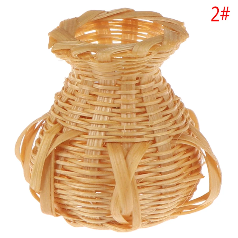 B Мини бамбуковая корзина имитация рыбы модель корзины игрушки 1/12 кукольный домик Миниатюрные аксессуары для украшения кукольного дома - Цвет: B