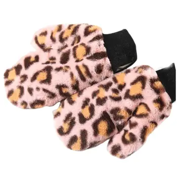 

Autumn Winter Cartoon Leopard Student Cycling Gloves Women Thick Warm Mittens 449F