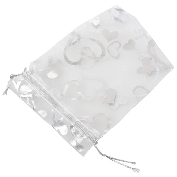 

25X Silver Organza Wedding Favor Gift Bag Pouch 12x10cm