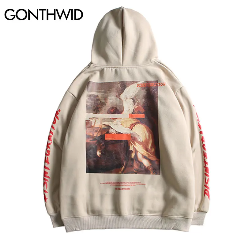 

GONTHWID Sebastiano Ricci An Angel and Mule Painting Print Fleece Sweatshirts Hooodies Streetwear Hip Hop Harajuku Casual Pullover Hooded Tops