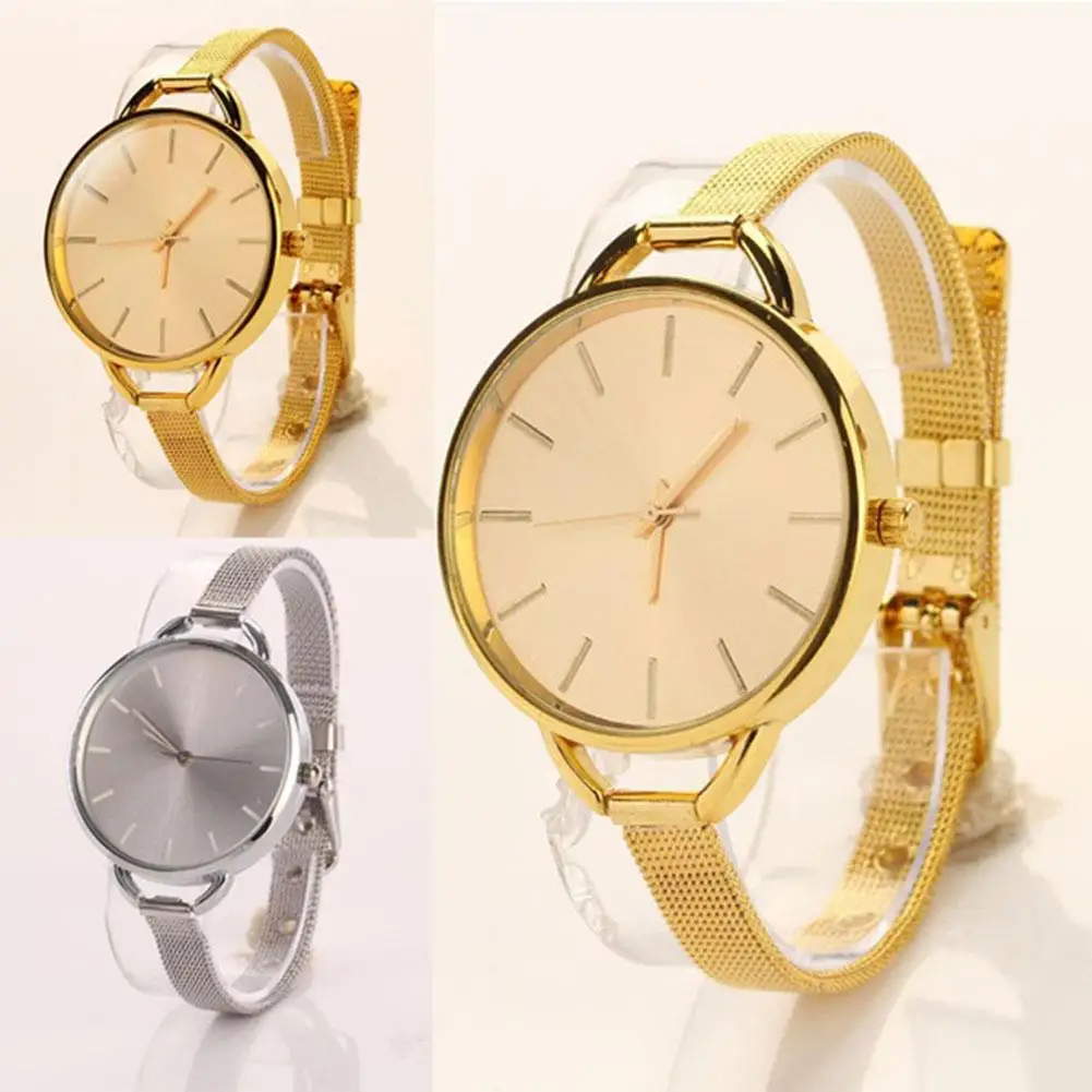 

clock women Women Fashion Thin Mesh Big Round Dial Analog Quartz Scale Bracelet Wrist Watch relogios feminino Ladies Dress Watch