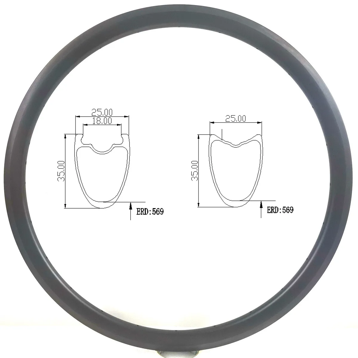 700C 도로 자전거 탄소 섬유 림 V 브레이크 튜브리스 관형 25mm 너비 30 35 40 45 55 60mm 깊이 초경량 맞춤형, 자전거 탄소 섬유 림 튜브리스 튜블러 튜브리스