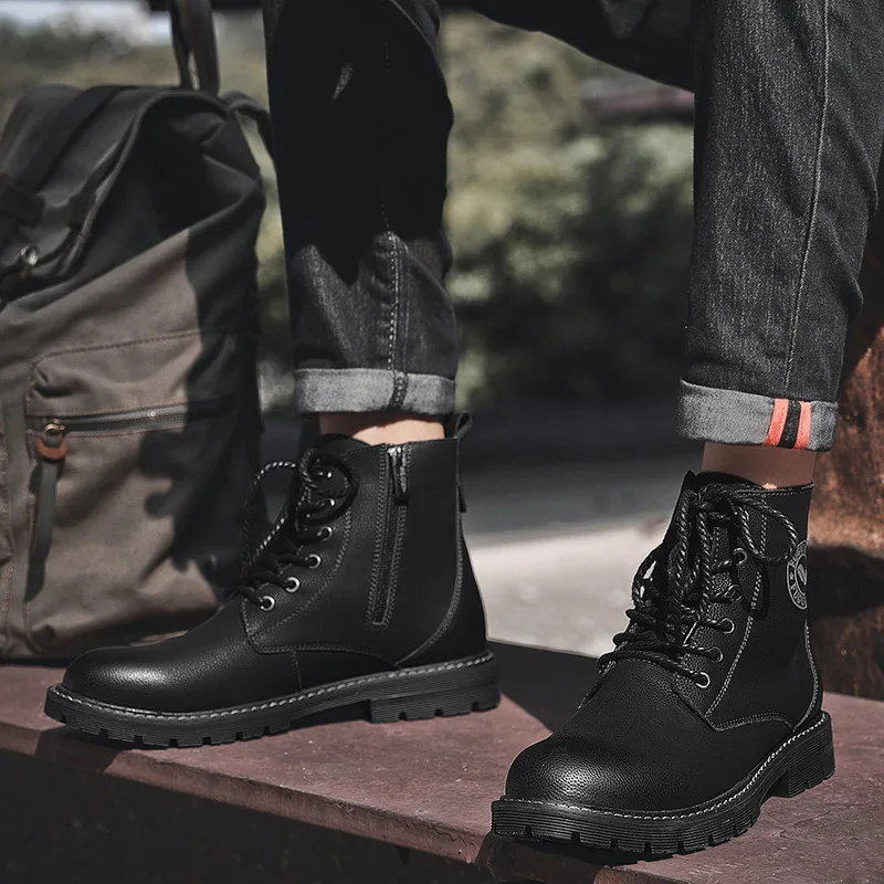 

FGN Hight-top Martin Boots Men's Fashion Genuine Leather Outdoor Work Shoes 2019 Autumn & Winter New Style MEN'S Leather Shoes M