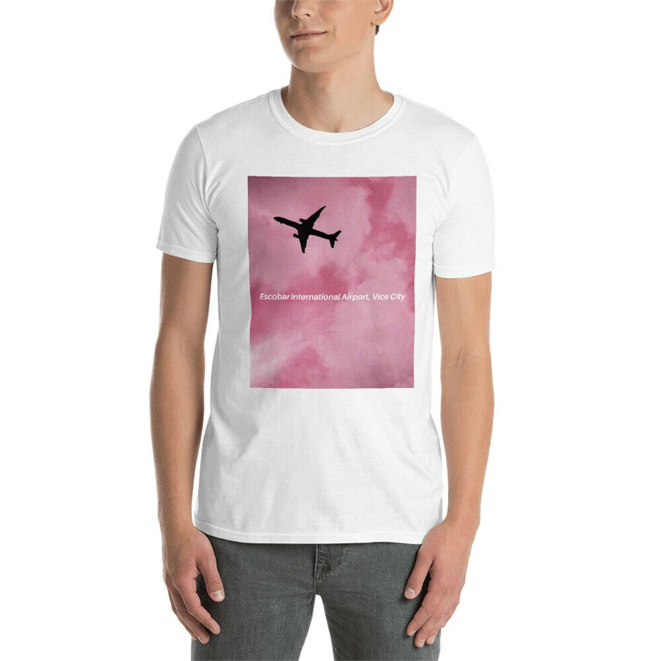Escobar International Airport T-Shirt Gta Vice City Grand Theft Auto Vaporwave Homme Customized Tee Shirt | Мужская одежда