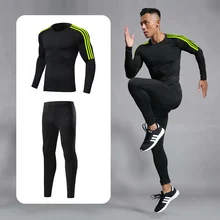 Компрессионный мужской спортивный Быстросохнущий компрессионный костюм для бега, мужской спортивный костюм для пробежек, тренировок, тренажерного зала, фитнеса, тренировок, бега