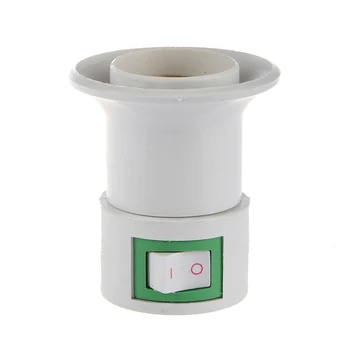 

US Plug to E27 LED Light Bulb Adapter Socket Holder with Switch White