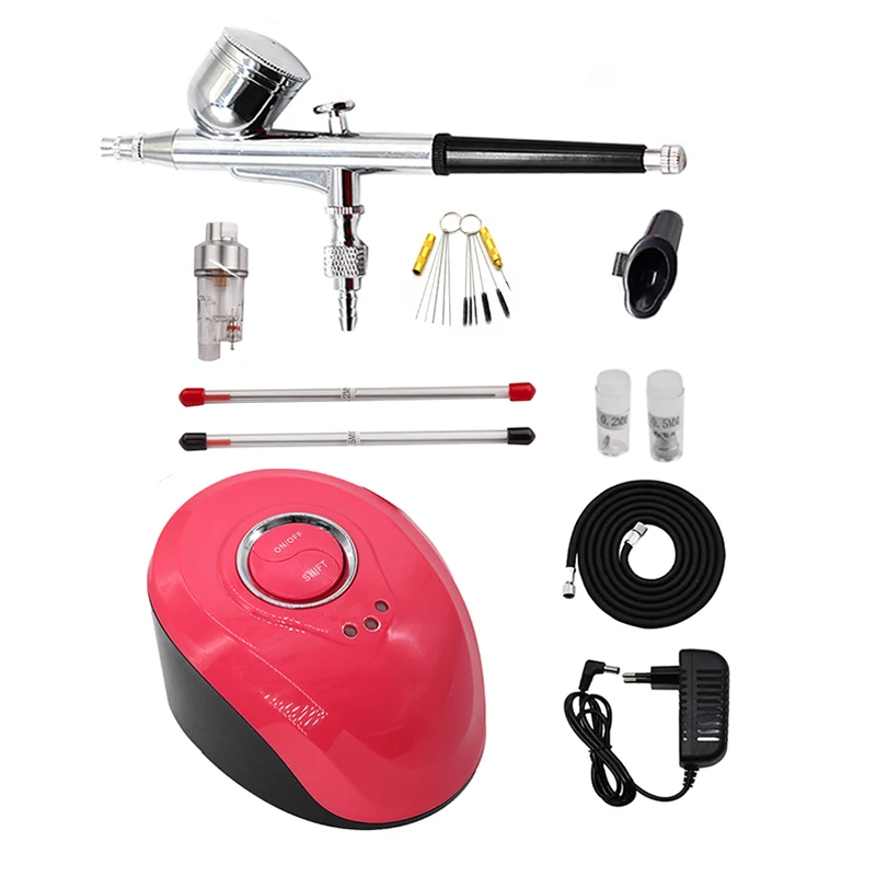 

Professional Mini Dual Action Spray Gun Airbrush Air Compressor Set Gravity Feed Air Brush Kit for Tattoo Manicure Craft Cake