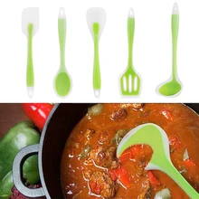 Гибкая Экологически чистая 5 шт./компл. кухонная силиконовая лопаточка антипригарная кухонная лопатка термостойкая суповая ложка кухонная утварь приспособление