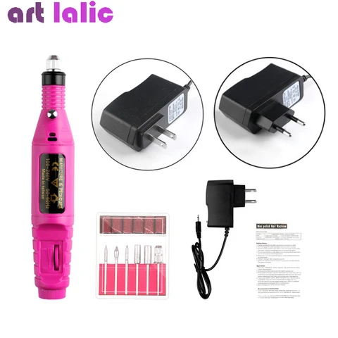 Nail Art Drill Machine Pen Apparatus Manicure Milling Cutters  Sander Pedicure  Kit Plug Charging