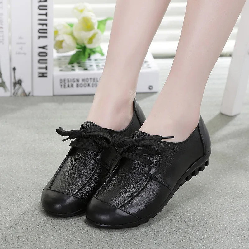 Women's Shoes Made of Genuine leather Large size  Slip-on Flat shoes women Damping Non-slip Flat shoes ghn67