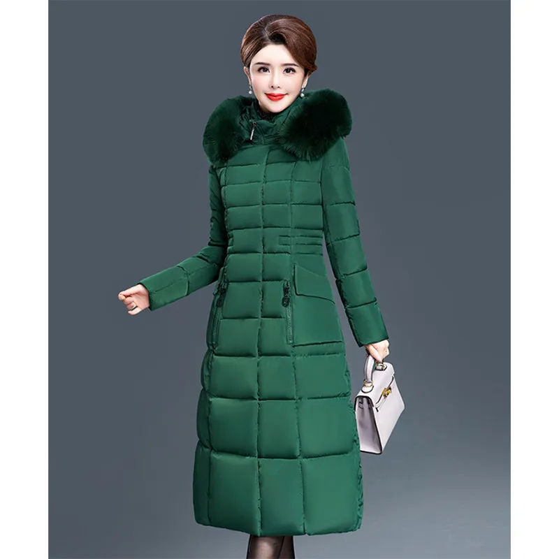 Новые Длинные парки женские зимние пальто утолщение хлопок женская зимняя куртка Верхняя одежда парки для матери среднего возраста W1546