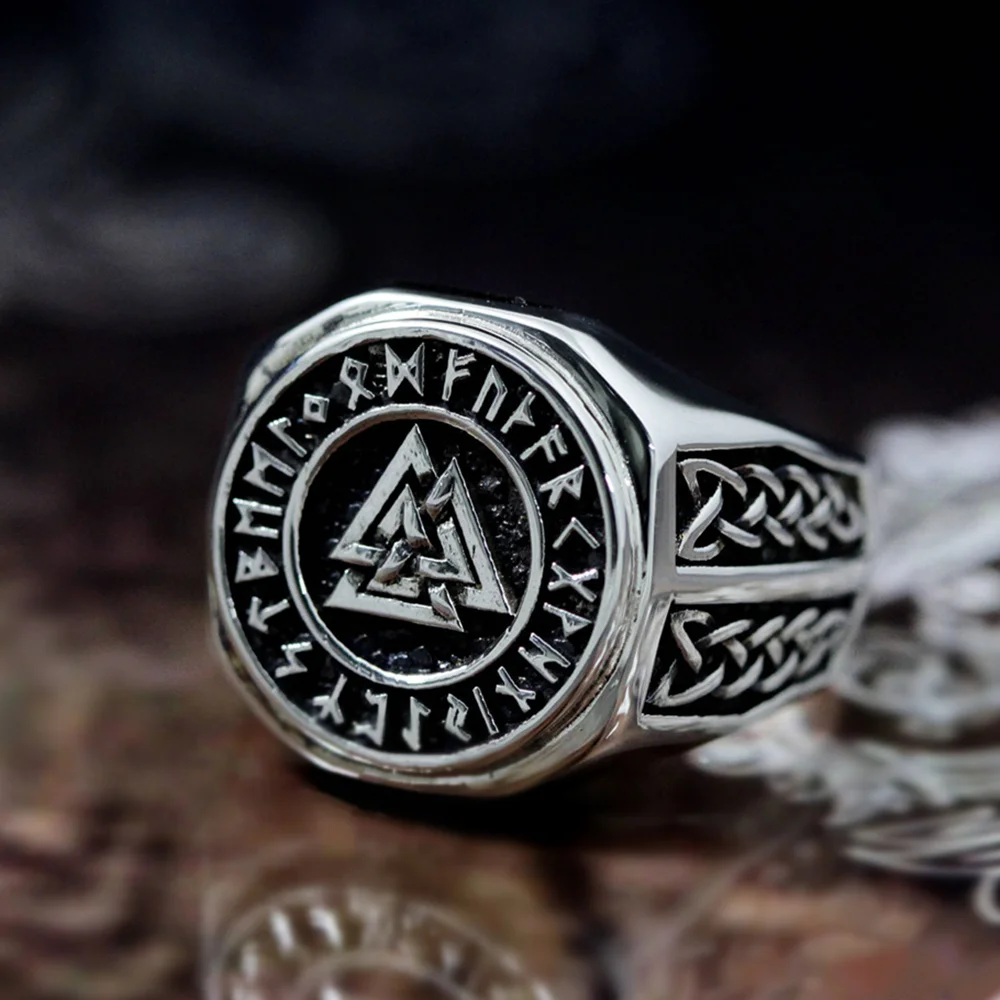 Valknut Viking кольцо из нержавеющей стали с символом, мужские кольца Norse Celtics, руны с узлом, перстень, нордический амулет, ювелирные изделия