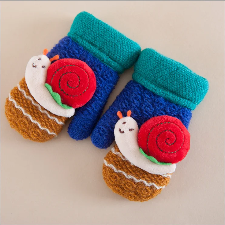 Новые милые улитки детские перчатки зимние теплые вязаные Утепленные перчатки милые детские шеи висящие перчатки