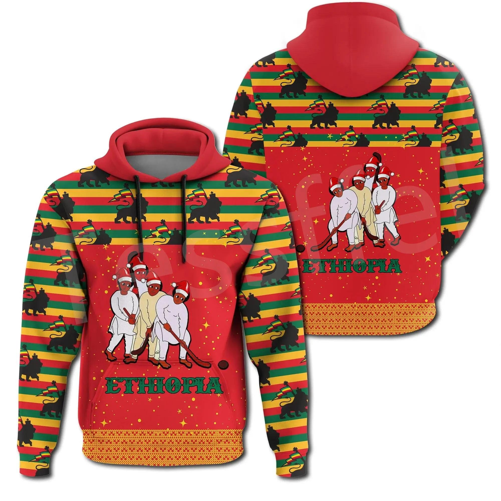 Tessffel Ethiopia County Christmas Africa Native Tribe Lion Retro Harajuku Tracksuit 3DPrint Men/Women Funny Casual Hoodies A2