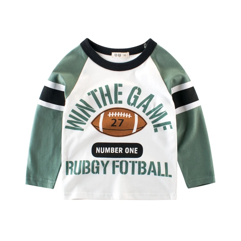

2020 Spring Boys Long Sleeve Printing Baseball Letter Cotton Sport Shirts for 2-8 Years Kids