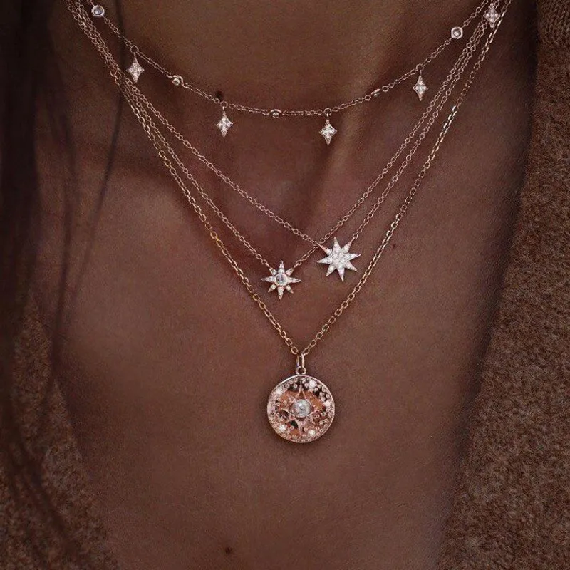Простая Подвеска бохо, многослойное ожерелье-чокер для женщин, Трендовое модное массивное ожерелье, s подвески, ювелирные изделия, Bijoux Femme