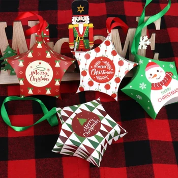 

Christmas Gift Boxes Santa Claus Candy Box Star Shape Merry Christmas Boxes Bags for Home New Year Xmas Decor Kids Gifts