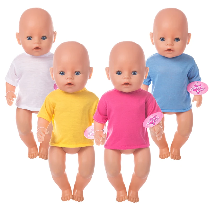 

4 color T shirt Doll clothes Fit For 43cm/17inch baby Doll Reborn Babies Clothes And 17inch Doll Accessories