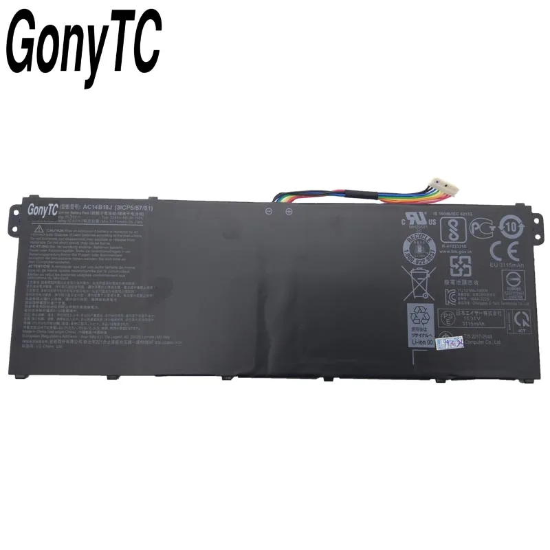 Bateria do Portátil Ac14b18j para Acer Aspire E3111 E3-112 E3-112m Es1531 B116 Ac14b13j 1131 Volts 36wh 3icp 57 80 Original - Imagem 2