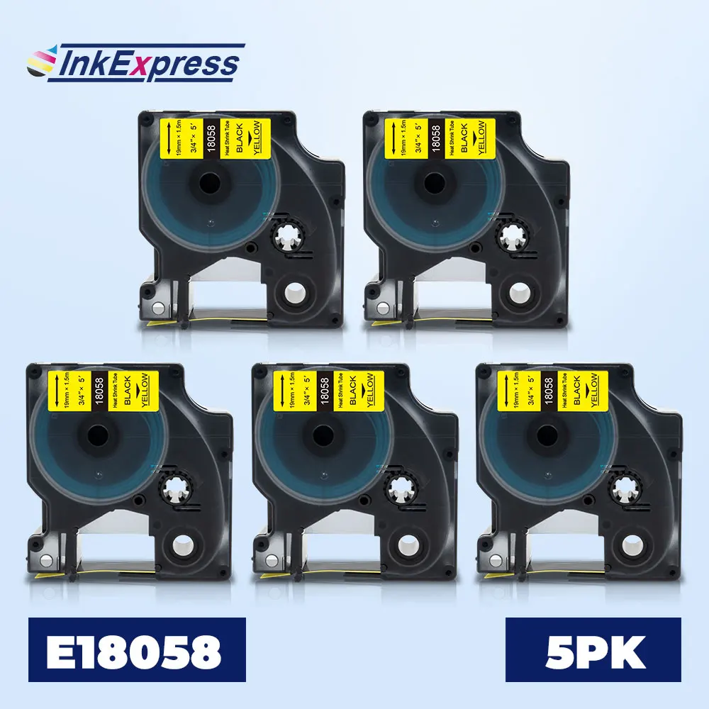 5PK 19 мм 18058 термоусадочная трубка кассета для DYMO Rhino IND этикетка промышленная 4200