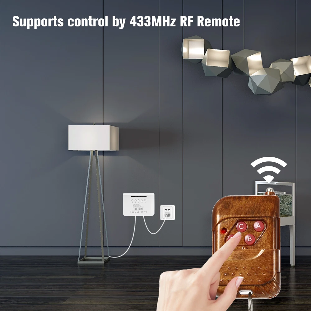 EWeLink 4CH wifi переключатель Модуль RF 433 МГц 4 банды беспроводной умный переключатель 4 кнопки дистанционного управления умный дом для Alexa Google Home