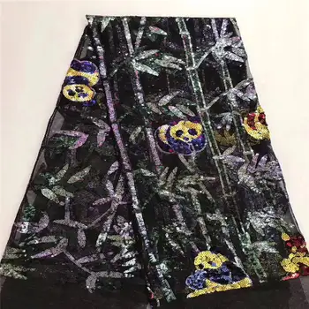 

Hot Sale African Organza Lace Fabric High Quaity 3d Sequins Fabric Embroidery Tulle Lace Fabric For African Lace Wedding Party