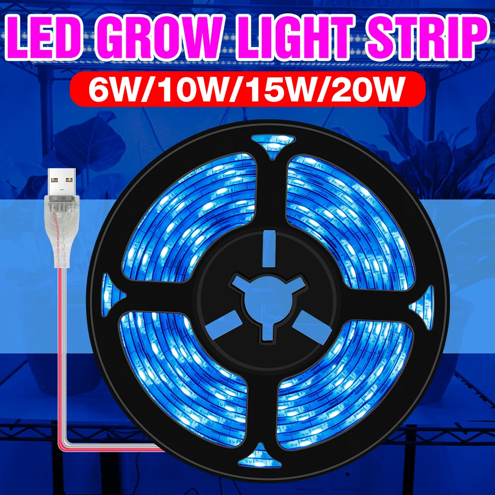 

BiaRiTi Plant Grow Lamp LED Phyto Growth Light Strip 1M 2M 3M Full Spectrum LED Seedling Fito Lamp USB 5V Hydroponics Lampara