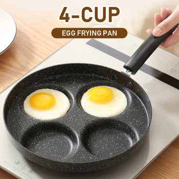 

New Four-hole Egg Frying Pot Thickened Omelet Pan Non-stick Egg Pancake Steak Pan Cooking Egg Ham Pans Breakfast Maker 16in