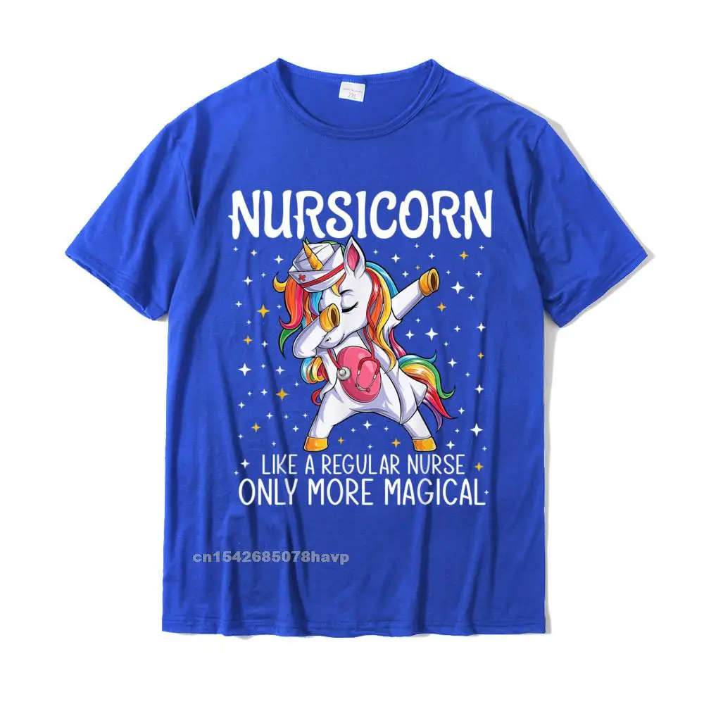 Normal Street Tops T Shirt Short Sleeve for Men Cotton Fabric Summer Round Collar T Shirts Printed T-shirts 2021 New Dabbing Unicorn Nursicorn Funny Nurse Gift women men CNA RN T-Shirt__2571. blue