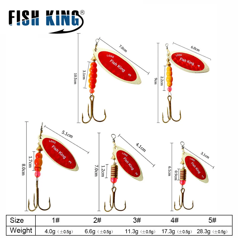 Рыба король ива Спиннер приманка медь Размер 1#-5# с 35647-BR тройной крючок 1/0#-8# рыболовная приманка