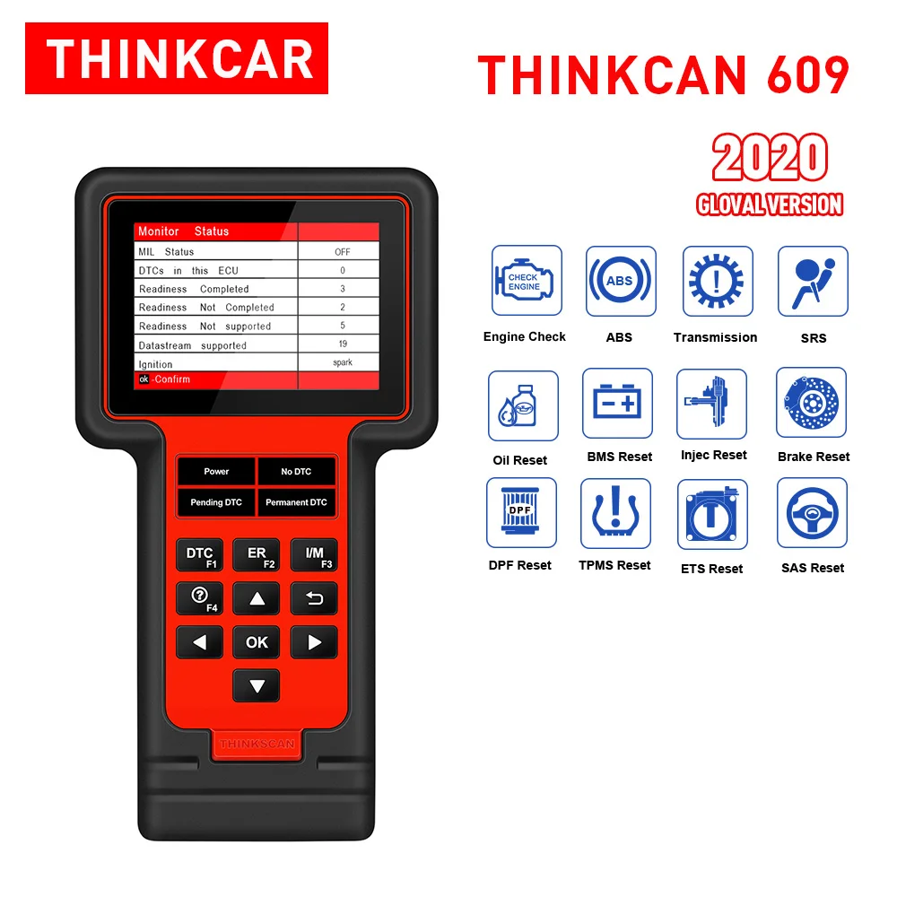 Диагностический сканер Thinkcar TS609 OBD2 ECM TCM ABS SRS система с масляным тормозом TPMS SAS ETS
