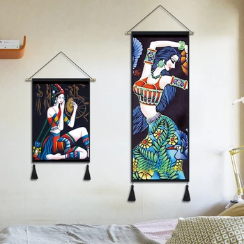 

CHINESE STYLE DECORATIVE PAINTING BEDROOM TAPESTRY FABRIC FIGURE PAINTINGSELECTRIC METER BOX LIVING ROOM BACKGROUND WALL BLANKET