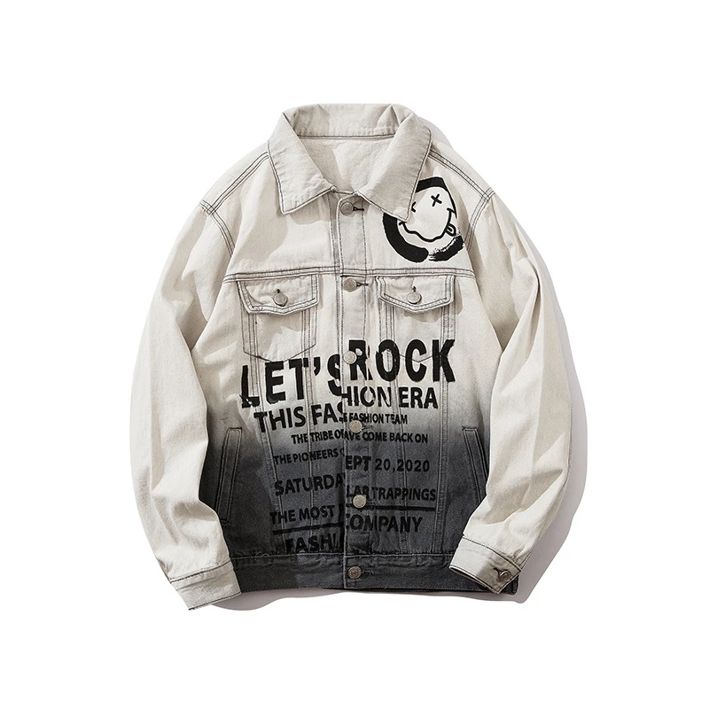 black graphic jean jacket