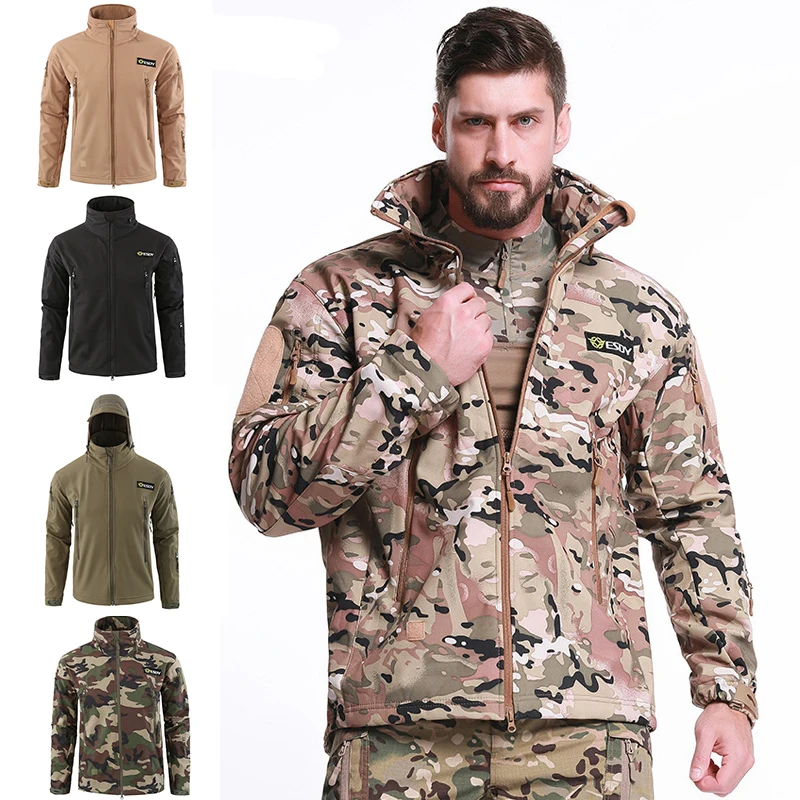 

Outdoor Men Military Tactical Camouflage Hunting Coats Jackets Hiking Fishing Clothes Windbreaker Waterproof SoftShell Jackets