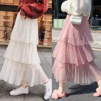 

Women Solid Color High Waist Pleated Elastic Tiered Layered A Line Midi Dress