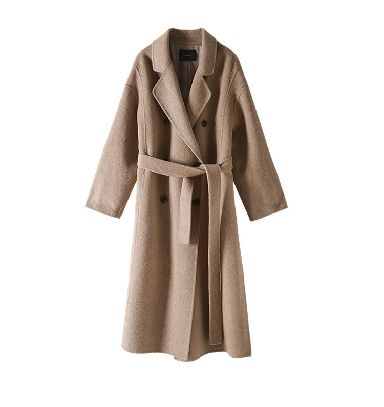 Шерстяное пальто женское длинное бежевое серое верблюжье пальто зимнее шерстяное пальто подиумное Брендовое теплое шерстяное пальто наряд Высокое качество - Цвет: CAMEL