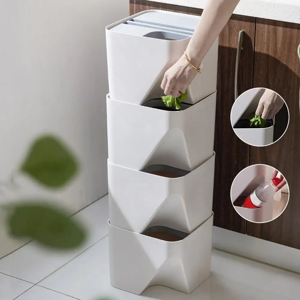 Kitchen trash bin for recycling household garbage sorting stacked wet and dry separation bathroom | Дом и сад