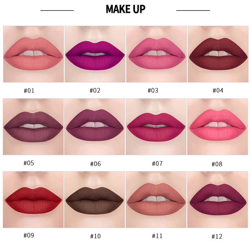12 Colors Matte Lipstick Velvet Nude Lipstick Vitamin E Moisturizer Lip Tint Waterproof Long Lasting Sexy Red Lips Rouge Makeup 12 Colors Matte Lipstick Velvet Nude Lipstick Vitamin E Moisturizer Lip Tint Waterproof Long Lasting Sexy Red Lips Rouge Makeup
