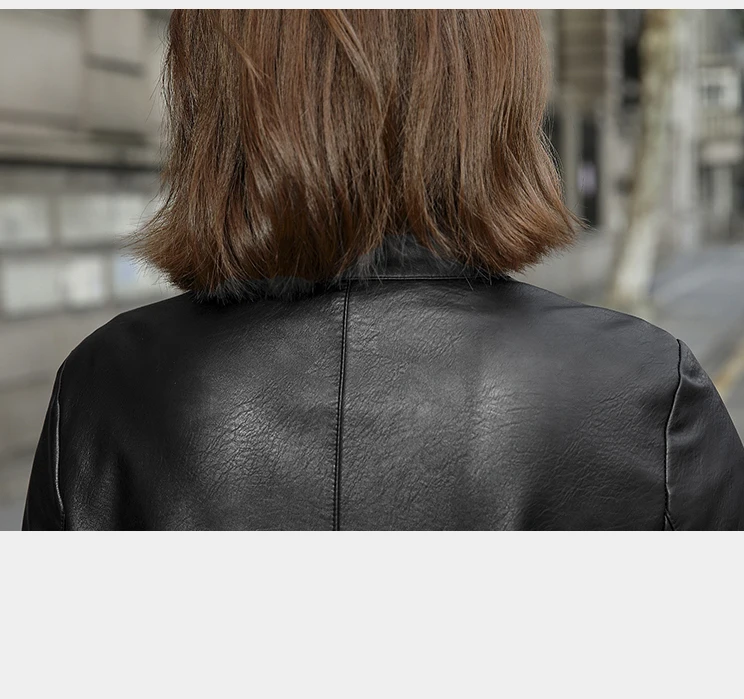 Jaqueta Couro Full Leather Jacket Women Promotion Jaqueta De Couro Sale Autumn New Long Section Of Pu Waist Collar Woman