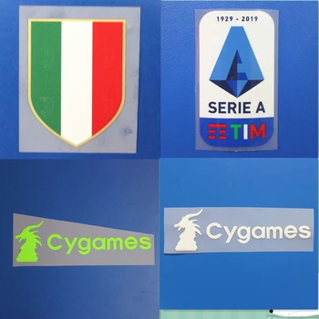 

2019 2020 2021 Silicone Serie A Patch And Scudetto patch With White Red Cygame Sponsor Patch Heat Transfer Badge