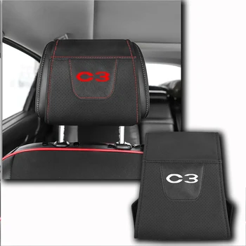 

1pc Car Headrest Protector Cover For Citroen CITRO-N C3 I II Aircross Camionnette Pluriel Pu Leather Interior Car Storage Bag