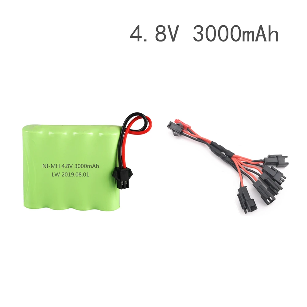 4,8 v 3000mah NiMH Ni-MH аккумулятор с зарядным устройством для радиоуправляемых игрушек, автомобилей, танков, роботов, лодок, пистолетов Ni-MH AA 4,8 v перезаряжаемый аккумулятор - Цвет: Белый